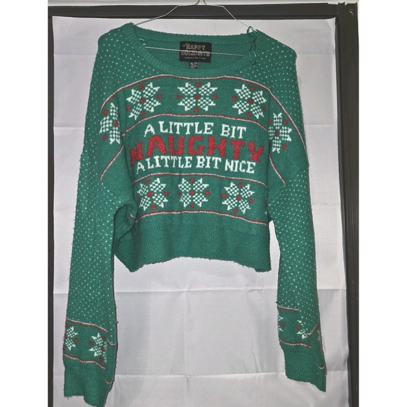 Urban Heritage Sweaters - A Little Bit Naughty, A Little‎ Bit Nice Cropped Christmas Sweater – XL